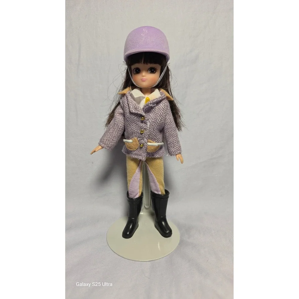 Vintage Licca-chan Doll Equestrian Riding Outfit Purple Tweed Jacket Takara